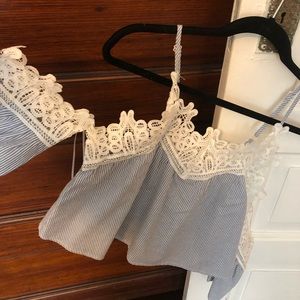 Striped shirt with lace